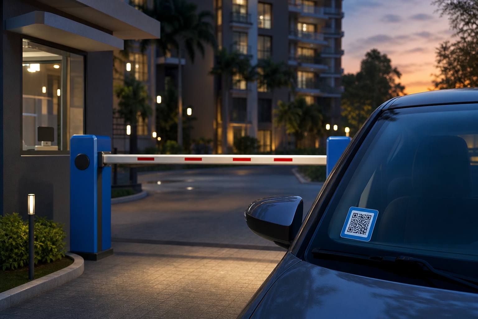 Boom barrier and MyQR parking alerts for residential societies
