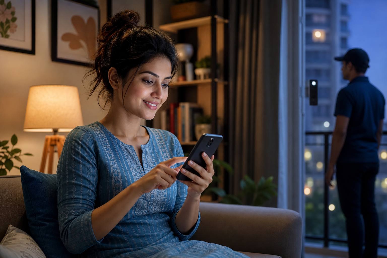 Women safety with GuestRAR visitor management — resident approving visitors on phone