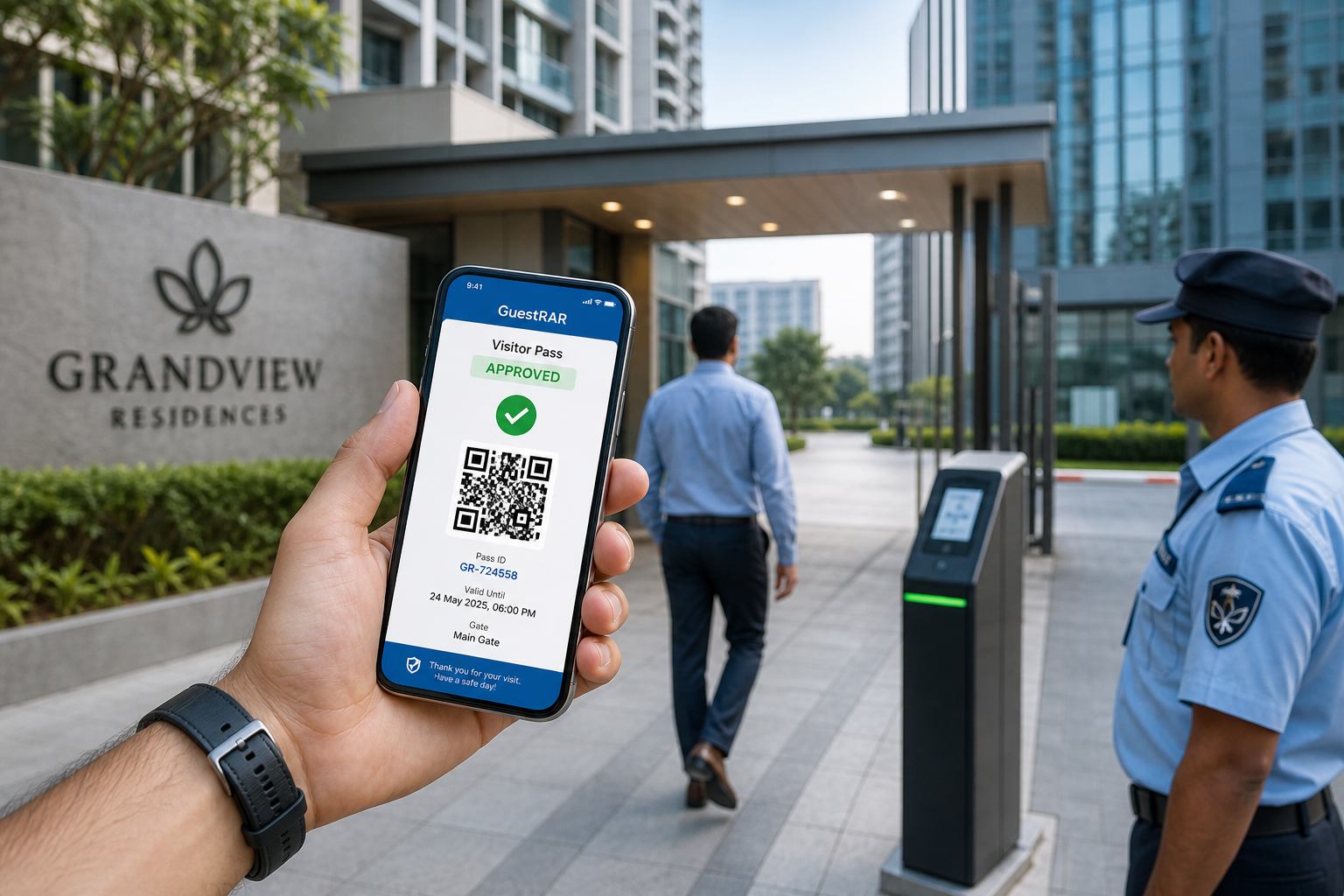 GuestRAR QR visitor pass at residential and corporate gate