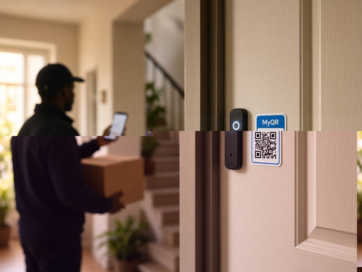 MyQR on a door so delivery partners can call when the door is locked